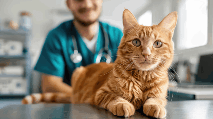 cat at the vet examination